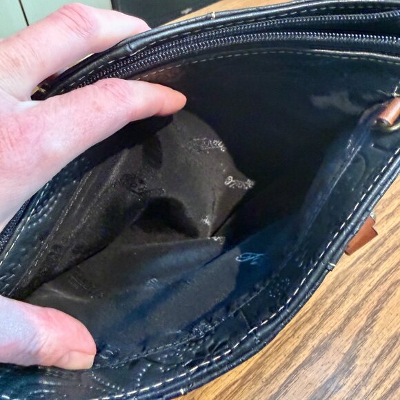 Fossil Black Embossed Leather Satchel - Picture 11 of 14